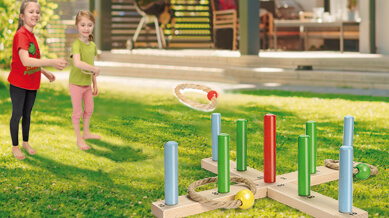 Kinder spielen Activity Wurfspiel Ringe werfen aus Holz Outdoor